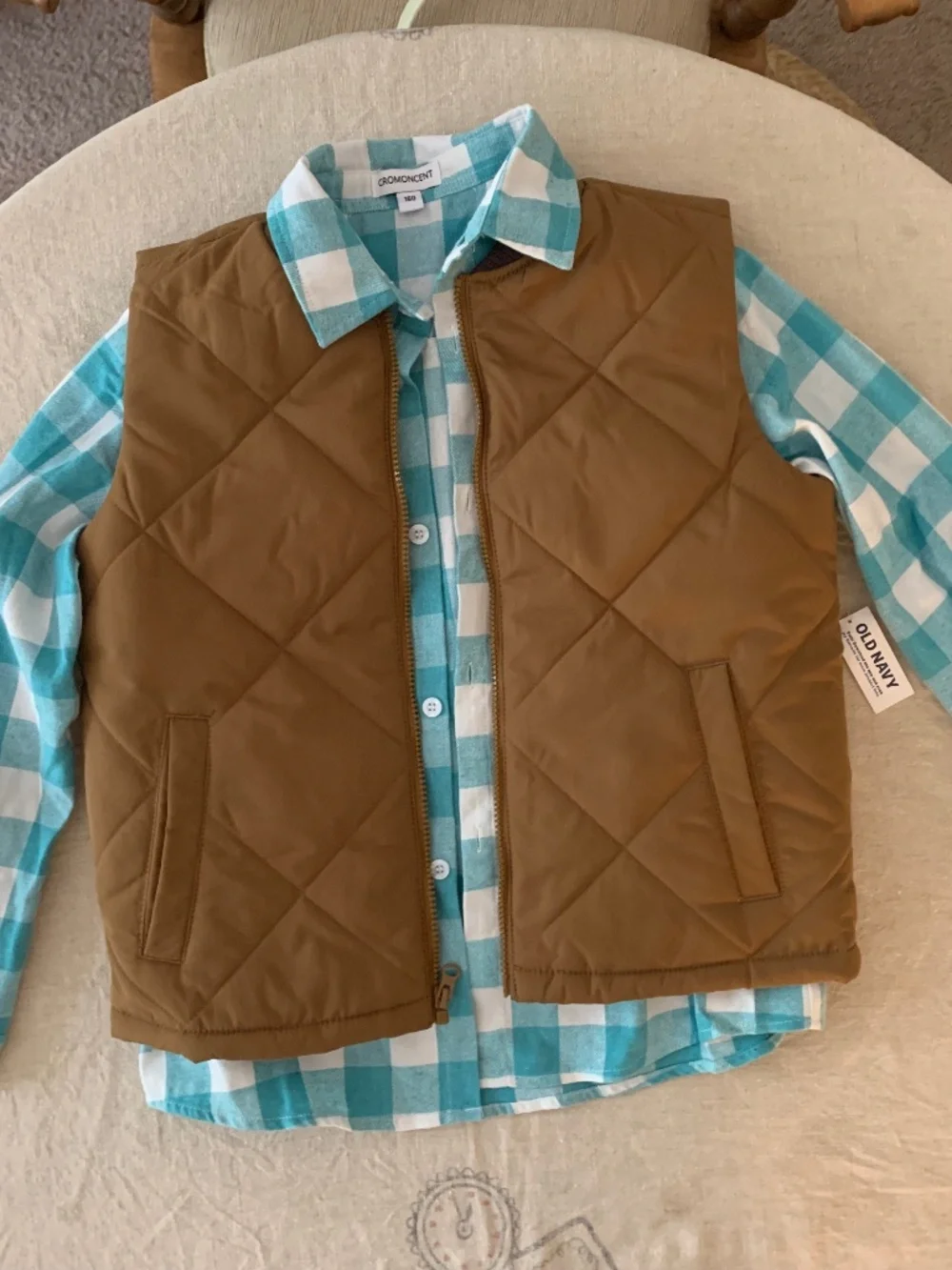 Old Navy Kids Quilted Puffer Vest Brown NWT Size L 10-12 Zip Front